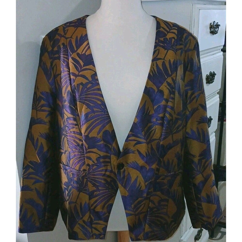 NWT ASHLEY STEWART Womens 28/30 2pc Floral Jacquard Jacket & Pant Career Church - Picture 4 of 14